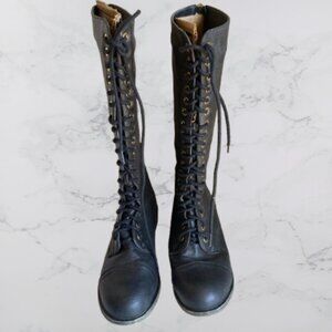 Madden Girl G-Getty Black Lace Up Combat Boots Size 6